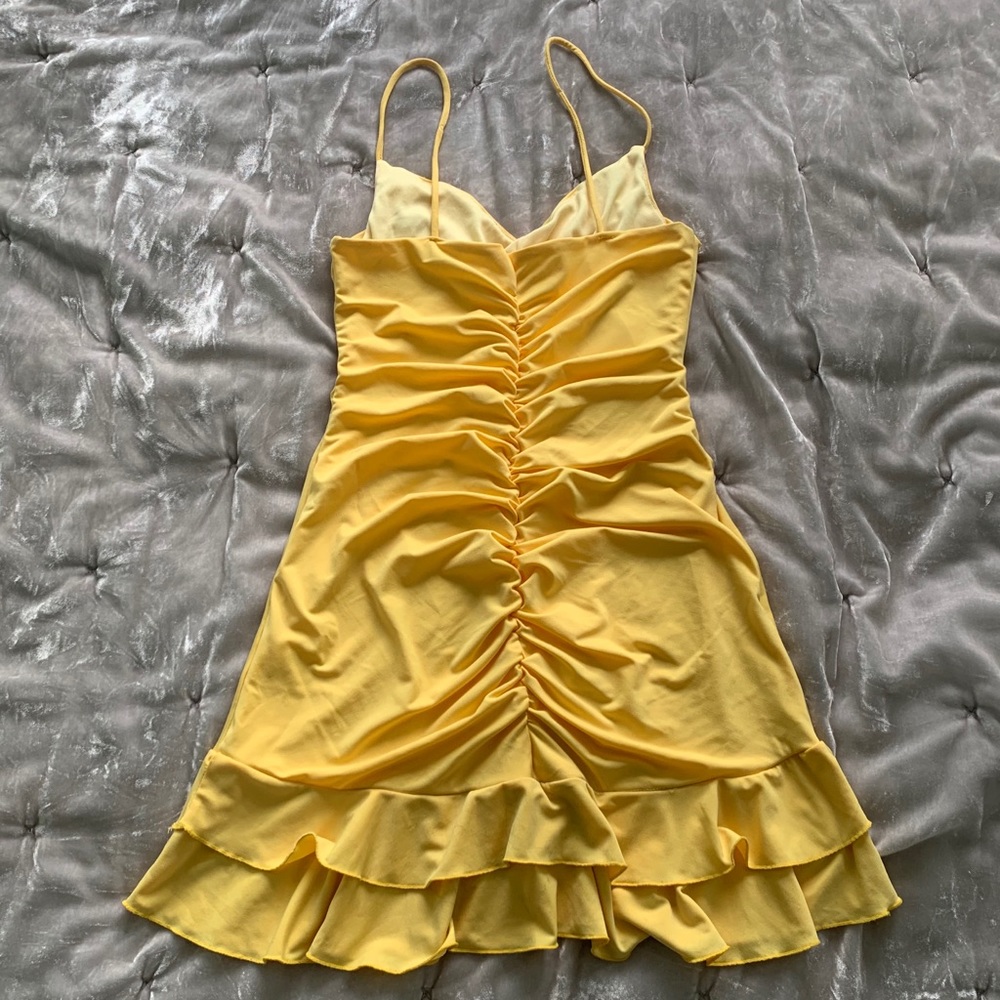 Ruched Ruffle Mini Dress - Picture 2 of 3